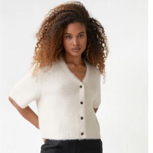 & Other Stores Fuzzy S/S Cardigan